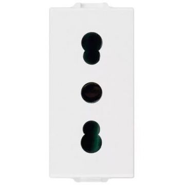 Priza 2P+N Doua Poli + Nul 1 Modul Alb