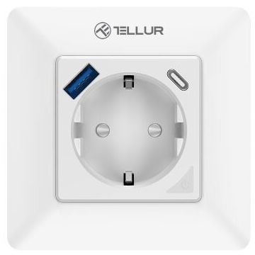 Priza de Perete WiFi Smart TLL331531 3600W 16A PD 20W USB 18W Monitorizare Consum Alb