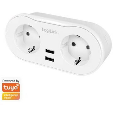Priza Inteligenta Wi-Fi Smart 2x Schuko 2x USB 5V/2.4A Maxim 12W Protectie Supracurent / Supratensiune IP20 Compatibil TUYA Amazon Alexa si Google Home Alb