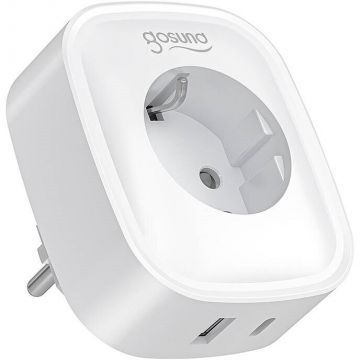 SP6 cu monitorizarea energiei, Control vocal, 16A, 20W, USB/USB-C, Tuya, Bluetooth, WiFi, Alb