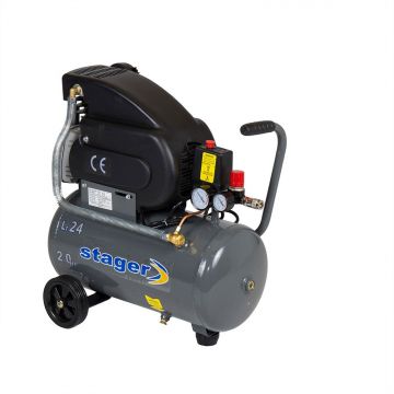 Compresor aer Stager HM2024F, 24L, 8bar, 200L/min, monofazat, angrenare directa