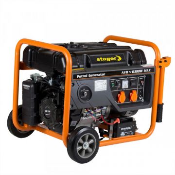 Generator Curent Electric pe Benzina Stager GG 7300EW 6.3 kW, AVR (Benzina), , 2 Prize Monofazate