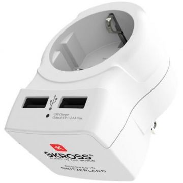 Adaptor Priza 1.500281 SHUKO - US + 2x USB Alb