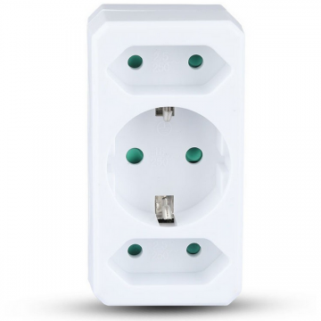 Adaptor priza 8784 3 prize 1x Schuko 16A max si 2x Euro 2.5A max Alb