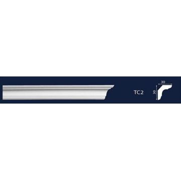 Cornisa decorativa din polistiren dens extrudat TC2 - 3x3x200 cm