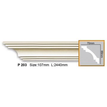 Cornisa decorativa din poliuretan Flexibil P803F - 7.6x7.5x200 cm