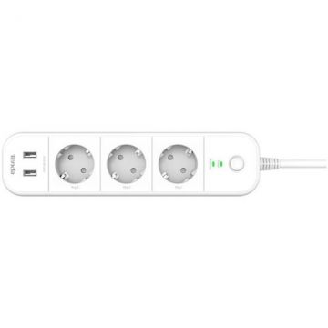 Prelungitor Smart WiFi 3 Prize 2x USB 1.5m Alb