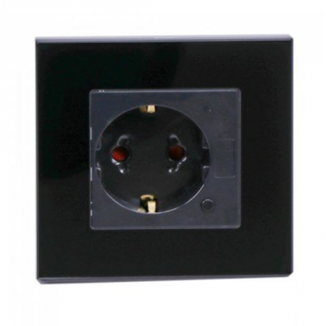 Priza Smart Simpla 8797 16A cu rama din sticla Neagra