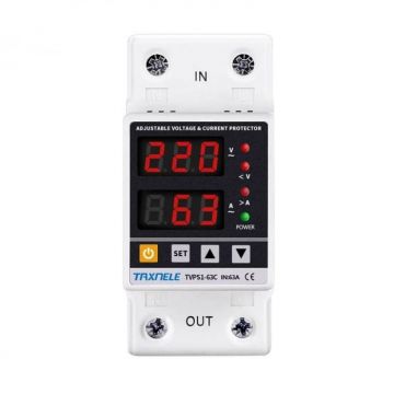 Releu de protectie la tensiune si curent 220V 63A TAXNELE TVPS1-63C