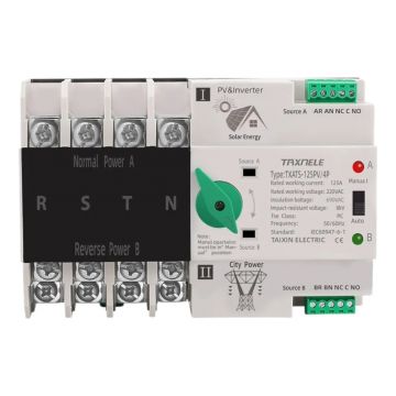 Comutator ATS pentru panouri fotovoltaice, 125A - TAXNELE TXATS-125APV-4P