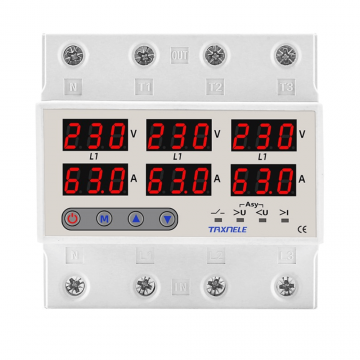 Releu trifazat de protectie la tensiune si curent, 100A, TAXNELE TVPS3-100