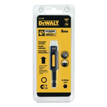 Bit tubular EXTREME IMPACT DeWALT DT7430, 8 x 75mm cu sistem de curatare, prindere hexagonala 1/4