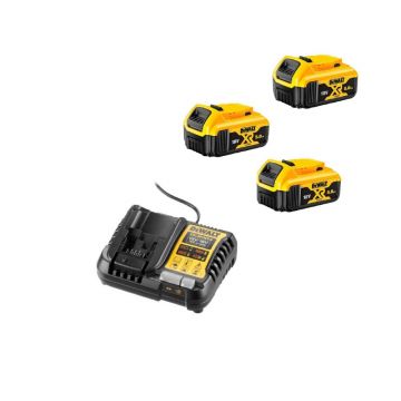 Set incarcator + 3 acumulatori Dewalt DCB1104P3, Li-Ion 18 V XR, 5.0 Ah