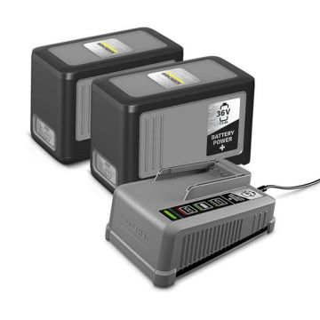 Starter kit Karcher Battery Power+ 36 / 75, 2.445-070.0, cu 2 acumulatori 36 V / 7.5 Ah si incarcator rapid