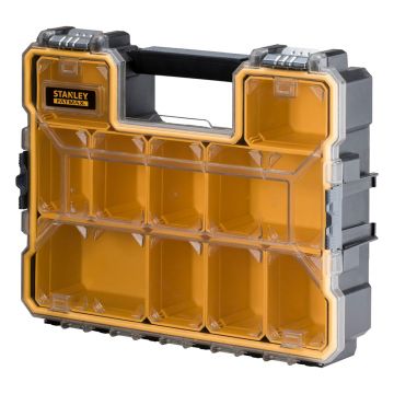 Organizator profesional pentru accesorii Stanley 1-97-518, 432 x 330 x 109 mm, 10 compartimente, inchizatori metalice, max 8 kg