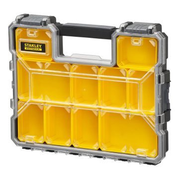 Organizator profesional pentru accesorii Stanley 1-97-519, 432 x 330 x 64 mm, 10 compartimente, inchizatori din plastic, max 5.5 kg