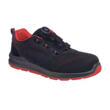 Pantofi Compositelite Wire Lace Safety Trainer Knit S1P, Portwest FT08BKD43, culoare negru/rosu, marime 43