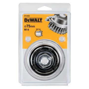 Perie cupa Dewalt DT3492, tip oala, D 75 mm, pentru polizoare unghiulare, sarma ondulata, filet M14