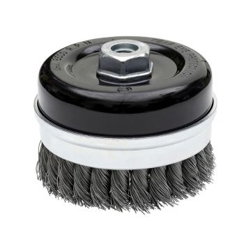 Perie cupa Dewalt DT3500, tip oala, D 65 mm, pentru polizoare unghiulare, sarma ondulata, filet M14