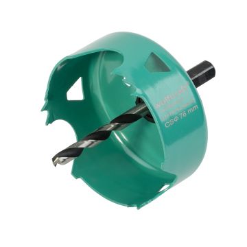 Carota de taiere din otel carbon Wolfcraft 5970000, diametru 76 mm, tija hexagonala, adancime taiere 30 mm