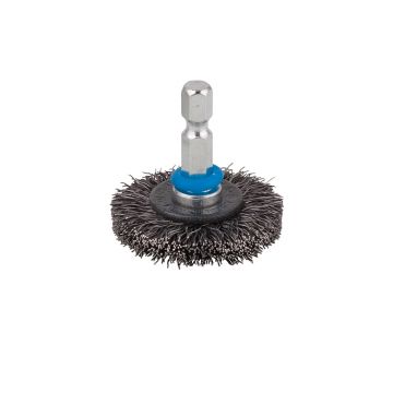 Perie tip disc cu fir ondulat Wolfcraft 2709000, tija hexagonala 1/4'', D 38 mm