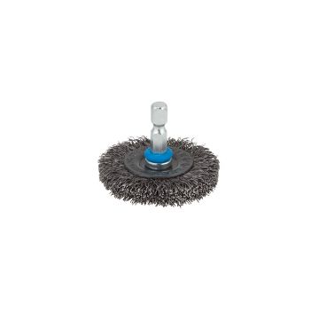 Perie tip disc cu fir ondulat Wolfcraft 2710000, D 50 mm, tija hexagonala 1/4