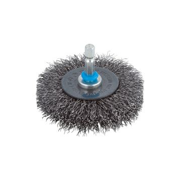 Perie tip disc fir ondulat Wolfcraft 2101000, D 75 mm, grosime sarma 16 mm, tija hexagonala 1/4