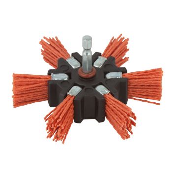 Perie Wolfcraft 1512000, tip evantai, D 100 mm, nylon rosu, tija hexagonala 1/4