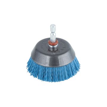 Perie Wolfcraft 2729000, tip oala, nylon albastru, D 65 mm, tija hexagonala 1/4