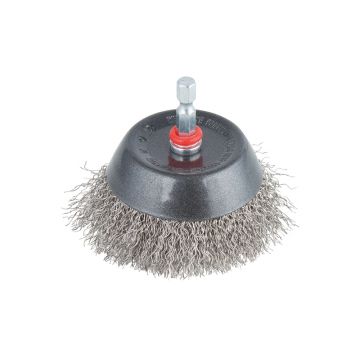 Perie Wolfcraft 2746000, tip oala, D 75 mm, otel inoxidabil, tija hexagonala 1/4
