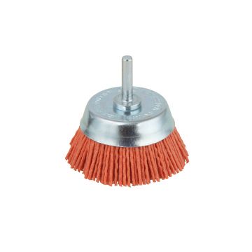 Perie Wolfcraft 8478000, tip oala, nylon rosu, D 65 mm, tija rotunda D 6 mm