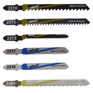 Set 10 panze pentru fierastrau pendular, taiere universala Wolfcraft 2358000, prindere in T, adancime taieri: 1 - 3 / 3 - 6 / 20 / 30 / 50 mm