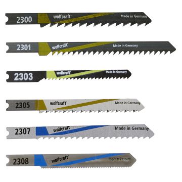 Set 10 panze pentru fierastrau pendular Wolfcraft 2356000, prindere in U, taiere universala, adancime taiere 1 - 3 / 3 - 10 / 20 / 35 / 50 mm