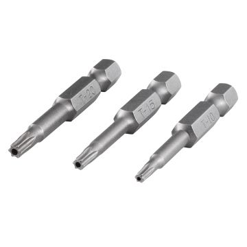 Set 3 biti siguranta Wolfcraft 1261000, TX10-15-20, lungime 50 mm, prindere E63