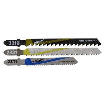 Set 3 panze pentru fierastrau pendular HCS, pentru incepatori Wolfcraft 2685000, prindere in T, adancime taieri: 30 / 50 / 3 - 6 mm