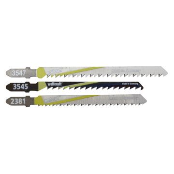 Set 3 panze pentru fierastrau pendular pentru lucrari la bucatarii Wolfcraft 2684000, prindere in T, adancime taieri: 30 / 50 / 65 mm