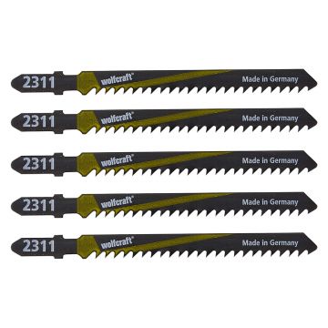 Set 5 panze pentru fierastrau pendular Wolfcraft 2361000, prindere in T, pentru lemn, adancime taiere 50 mm