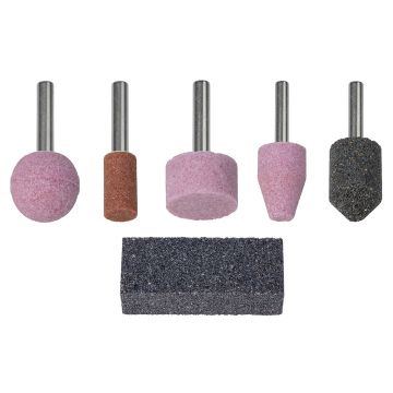 Set 5 pietre de slefuit Wolfcraft 2144000, prelucrare mixta, ax prindere 6 mm, diametru 10-20/12/20/24/ mm