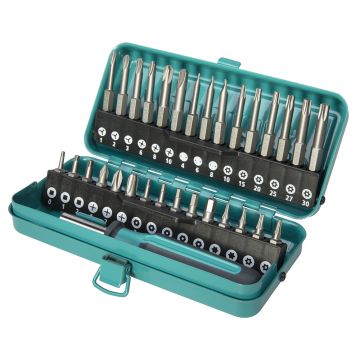 Set biti pentru suruburi de siguranta Wolfcraft 1386000, 31 piese in caseta metalica