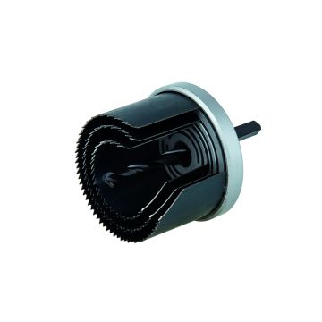 Set carote standard Wolfcraft pentru doze si prize, 8916000, cu 3 carote cu diametre multiple: 40, 54, 65 mm, adancime de taiere 40 mm, tija triunghiulara