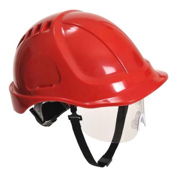 Casca cu vizor Portwest Endurance Plus PW54RER, culoare rosu inchis