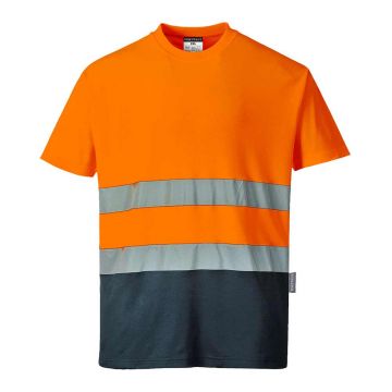 Tricou bicolor din bumbac Portwest Confort S173ONRXL, culoare portocaliu bleumarin, marime XL