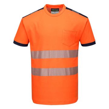 Tricou cu maneci scurte Portwest Hi-Vis S/S PW3 T181ONRS, culoare portocaliu bleumarin, marime S