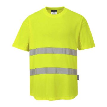 Tricou cu maneci scurte si plasa Portwest C394YERM, culoare galben, marime M