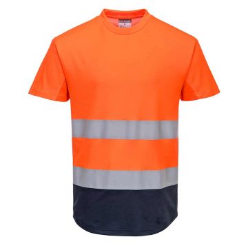 Tricou in 2 tonuri cu maneci scurte Portwest C395ONRXL, culoare portocaliu bleumarin, marime XL
