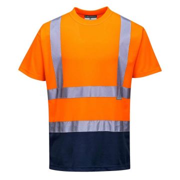 Tricou in 2 tonuri cu maneci scurte Portwest S378ONRL, culoare portocaliu bleumarin, marime L