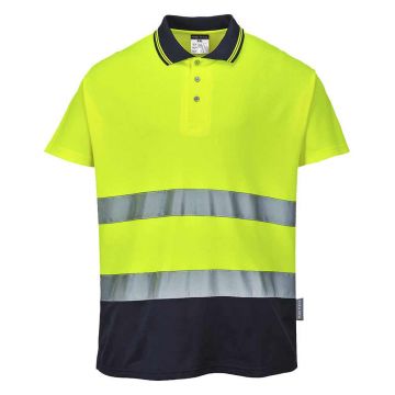 Tricou polo bicolor Portwest Cotton Comfort S174YNR4XL, culoare galben bleumarin, marime 4XL