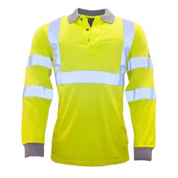 Tricou polo cu maneci lungi antistatic si ignifug Portwest Hi-Vis FR77YERS, culoare galben, marime S