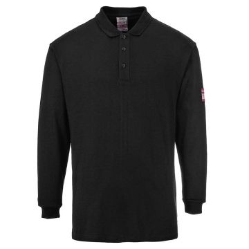 Tricou polo cu maneci lungi Flame Resistant Antistatic Portwest FR10BKRM, culoare negru, marime M