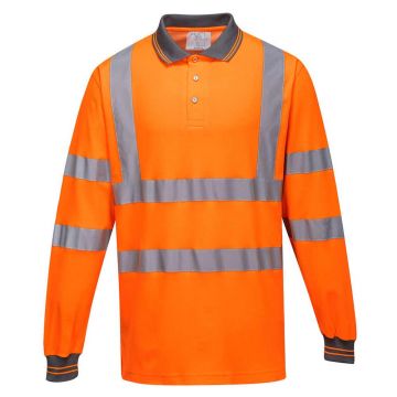 Tricou polo cu maneci lungi Portwest Cotton Comfort S271ORRXXL, culoare portocaliu, marime XXL
